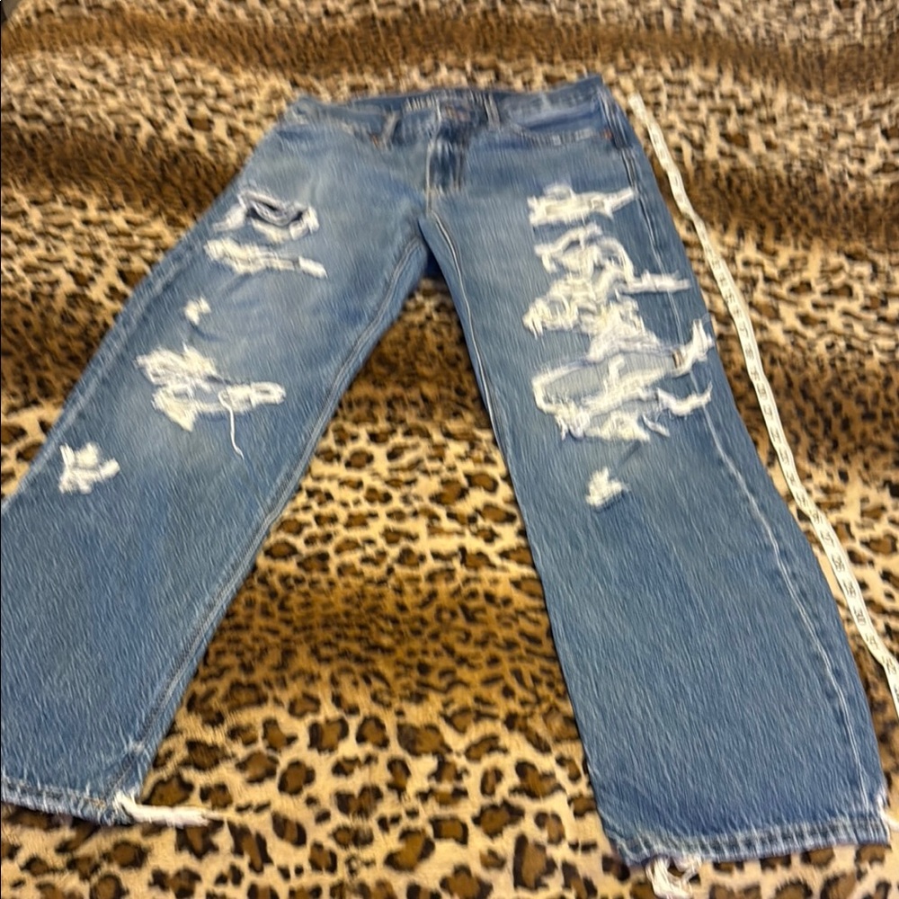 American Eagle Outfitters Blue Relaxed Jeans with distressing